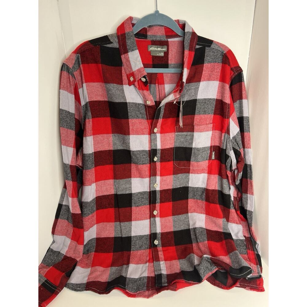 Eddie Bauer Mens XXL Red Black Buffalo Plaid Flannel Button Down EM32LW202P NWT